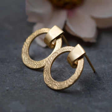 Gold Earrings Disc studs, Gold Spiral Stud Earrings, gold stud earrings circles, Spiral Pattern Gold Filled Earrings, Gift Ideas for Women
